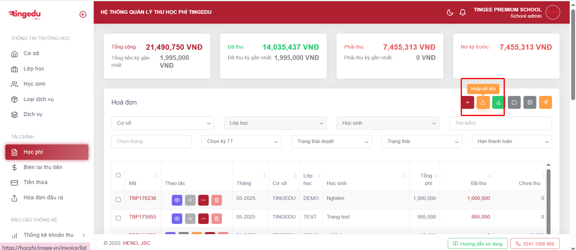 Nút nhập dữ liệu