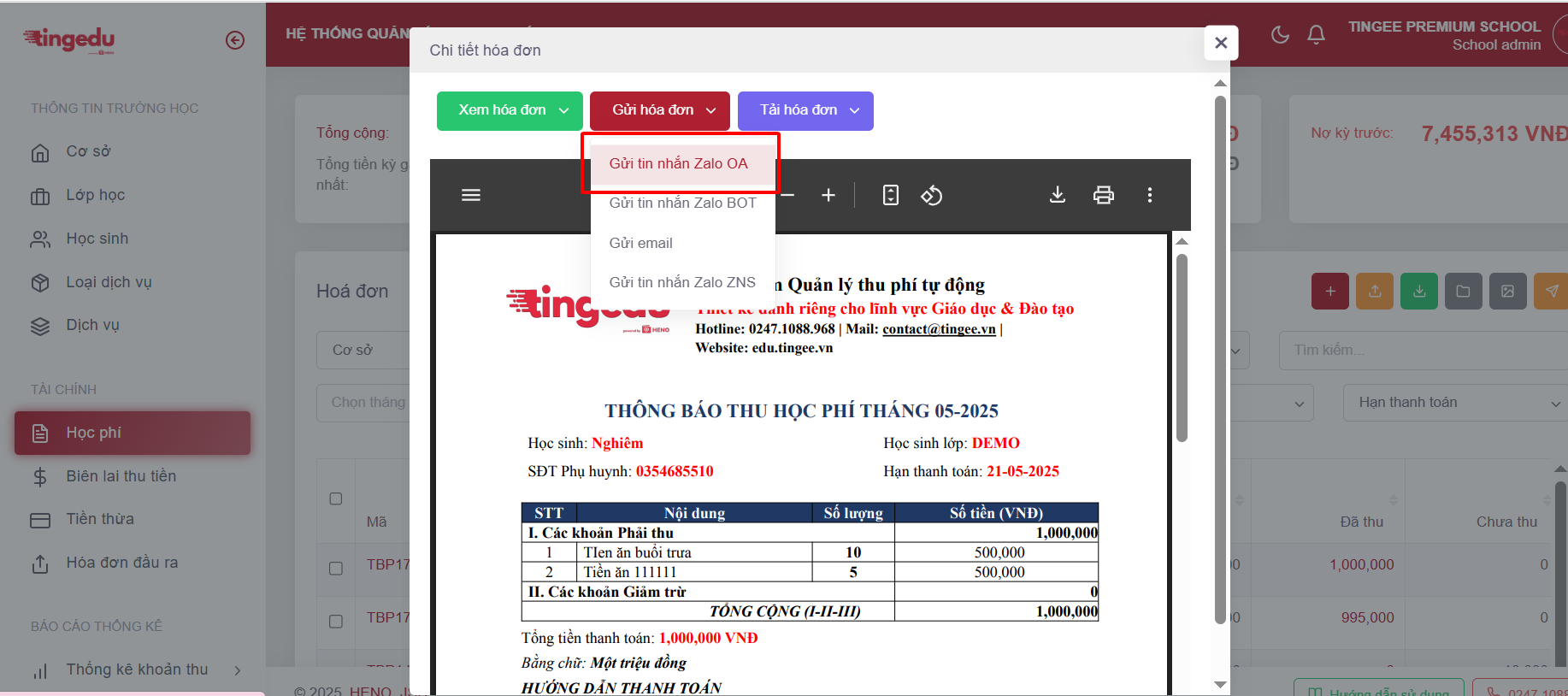 Gửi từng phiếu