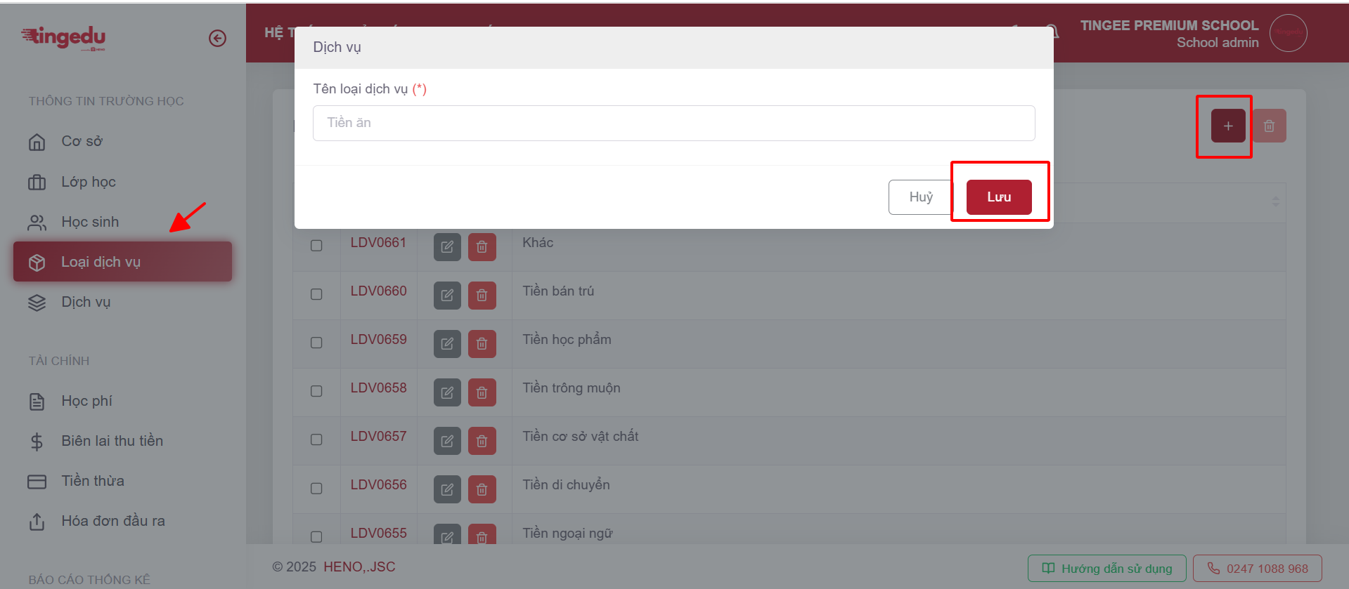 Tạo loại dịch vụ